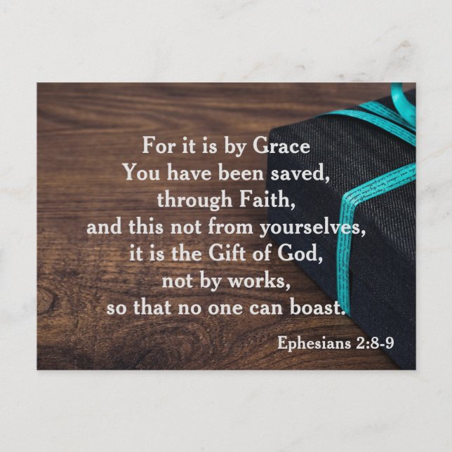 Bible Verse Ephesians 2:8-9 By Grace Postcard (Front)