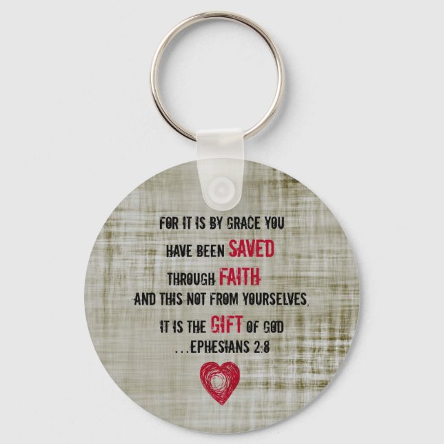 Bible Verse Ephesians 2:8 Keychain (Front)