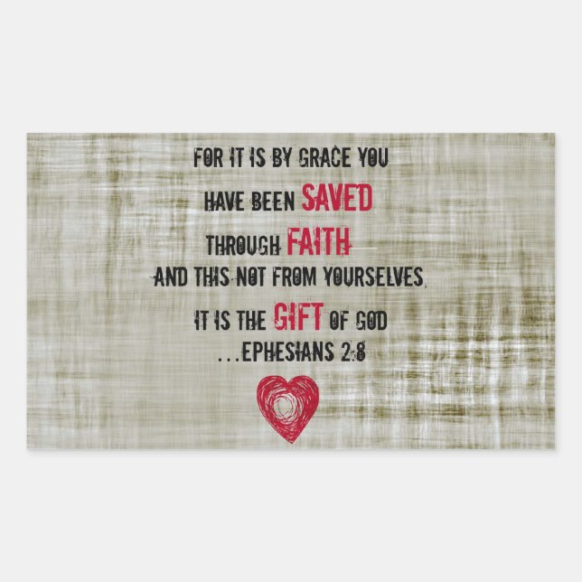 Bible Verse Ephesians 2:8 Rectangular Sticker (Front)
