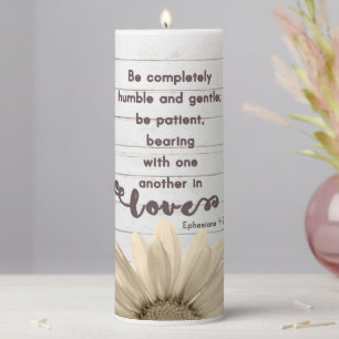 Bible Verse Ephesians Floral Pillar Candle