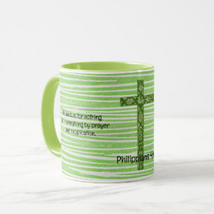 Bible Verse Faith Mug Cup Cross in Green