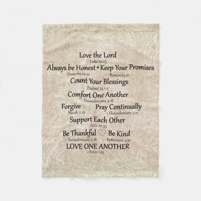 Bible Verse Family Rules Fleece Blanket (Front)