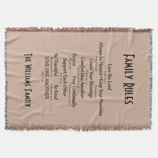 Bible Verse Family Rules Personalized Throw Blanket