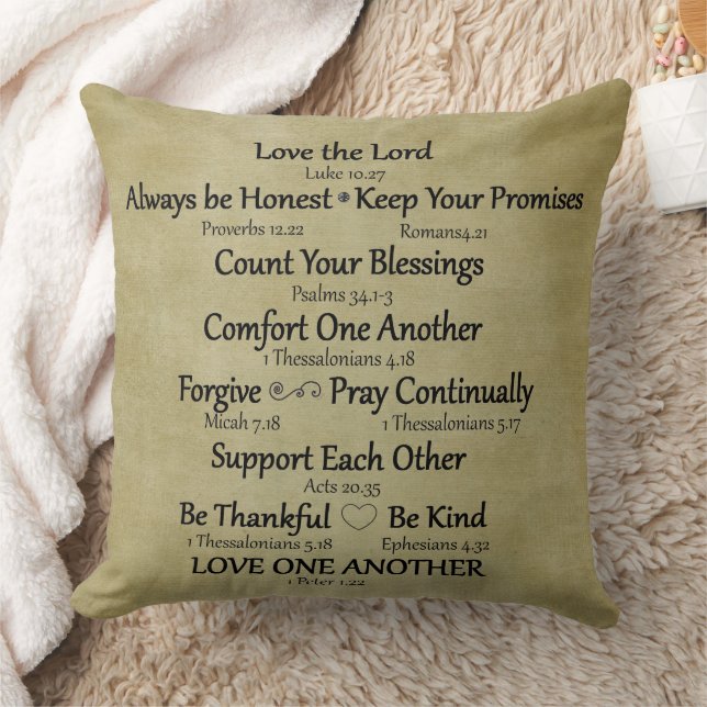 Bible Verse Family Rules Throw Pillow (Blanket)
