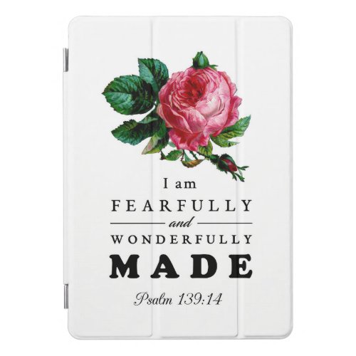 Bible Verse Fearfully and Wonderfully Made Rose iPad Pro Cover