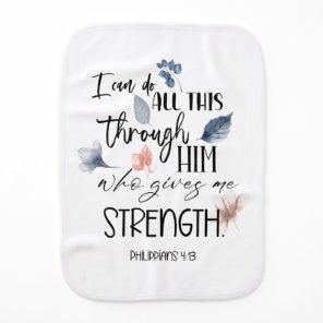 Bible verse Floral   Baby Burp Cloth