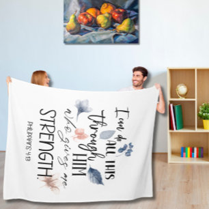 Bible verse Floral Fleece Blanket