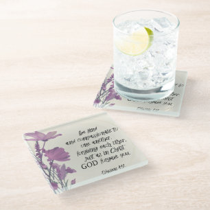 Bible verse Floral Glass Coaster