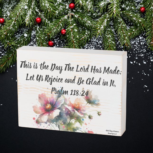  Bible Verse Floral Indigo/Black Typography Wooden Box Sign (Creator Uploaded)