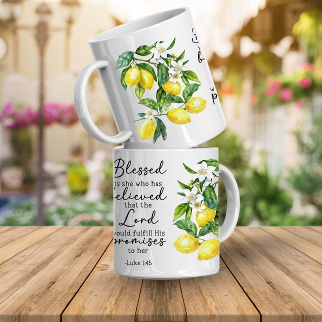 Bible Verse Floral Lemon Mug (Bible verse floral mugs that are inspirational faith scriptures that will encourage and inspire you)