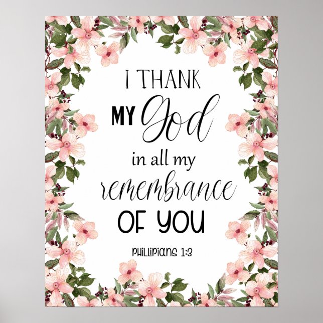 Bible verse Floral Philippians Wall Art Poster (Front)