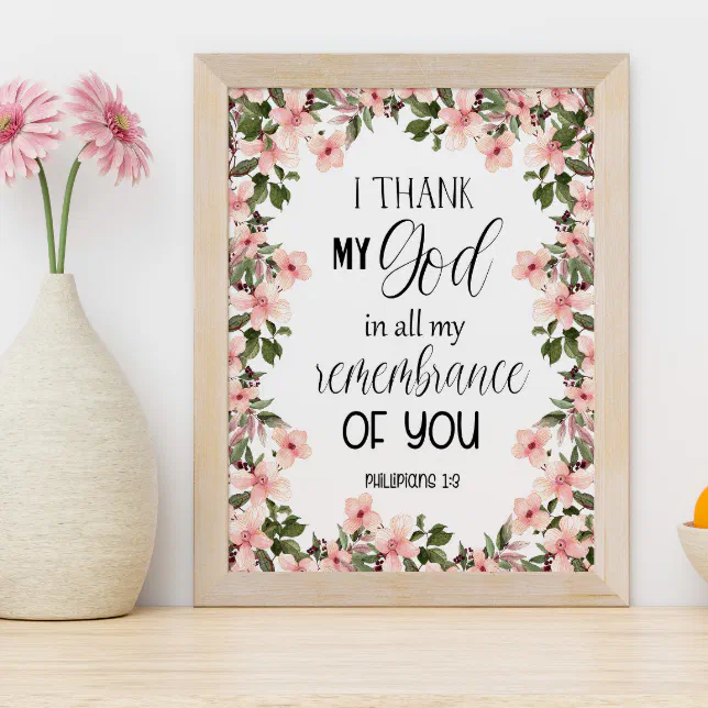 Bible verse Floral Philippians Wall Art Poster | Zazzle