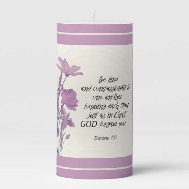 Bible Verse Floral Pillar Candle (Front)