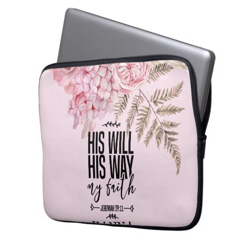 Bible Verse Floral Pink Blush Electronics Bag