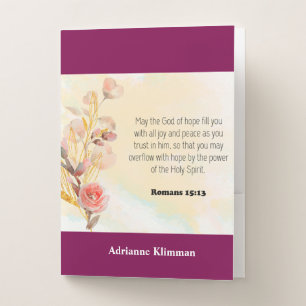 Bible Verse Floral  Pocket Folder