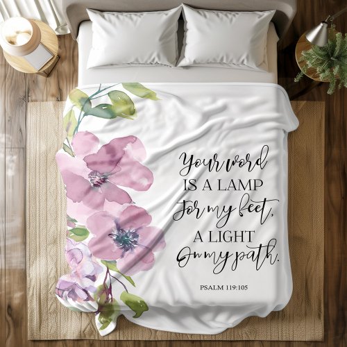 Bible verse floral Psalm 119 fleece blanket