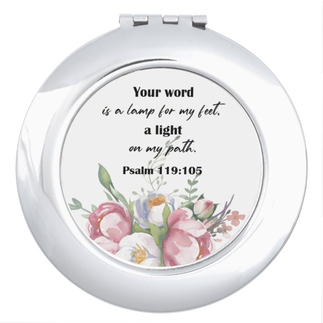 Bible Verse Floral Psalm Compact Mirror (Front)