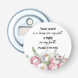 Bible Verse Floral Psalm Round  Bottle Opener
