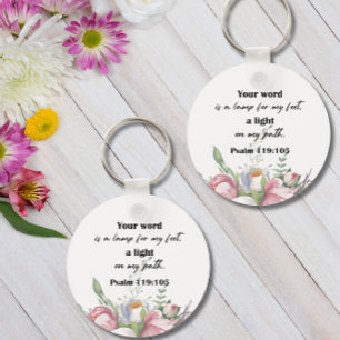 Bible Verse Floral Psalm Round Keychain