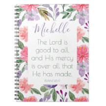 Bible Verse Floral Purple Notebook