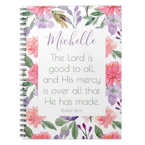 Bible Verse Floral Purple Notebook