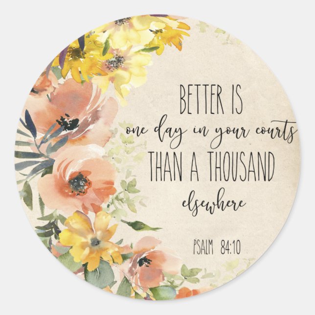 Bible Verse Floral Round Sticker (Front)