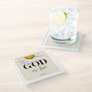 Bible verse Floral scripture Glass Coaster