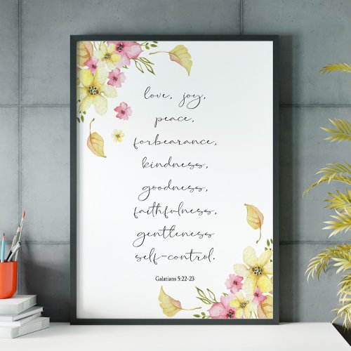 Bible verse floral scripture poster