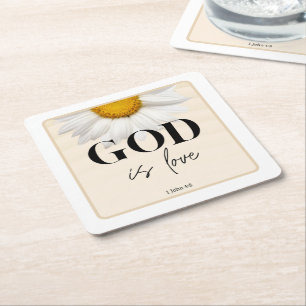 Bible verse Floral scripture Square Paper Coaster