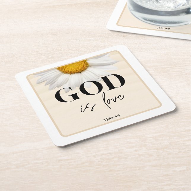 Bible verse Floral scripture  Square Paper Coaster (Angled)