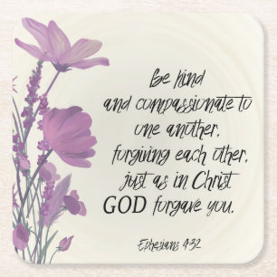 Bible verse Floral Square Paper Coaster