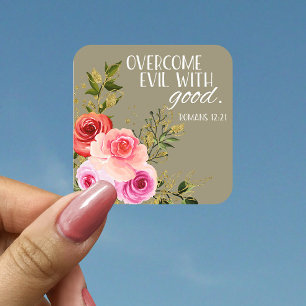 Bible Verse Floral Square Sticker