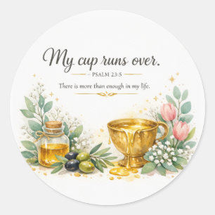 Bible Verse for Strength, Psalm 23:5, Jewish Classic Round Sticker