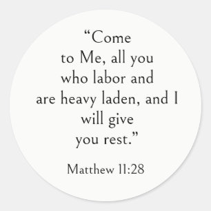 Bible Verse for Stress, Matthew 11:28, Modern Art Classic Round Sticker