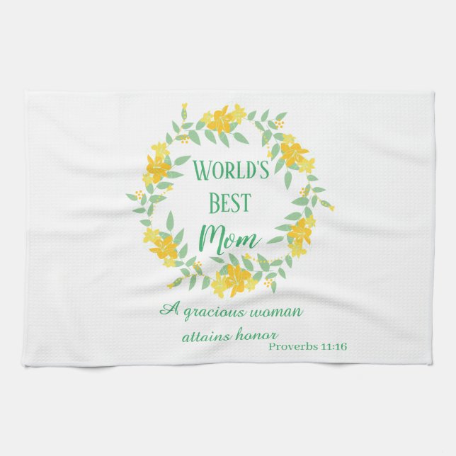 Bible Verse for World's Best Mom Kitchen Towel (Horizontal)