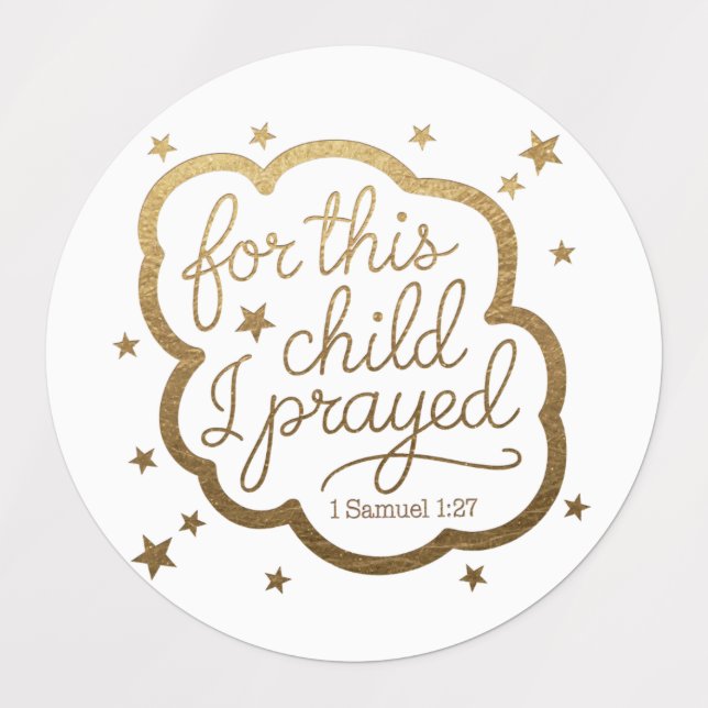 Bible verse from 1 Samuel 1:27 Kids' Labels (Design 3)