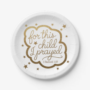 Bible verse from 1 Samuel 1:27 Paper Plate