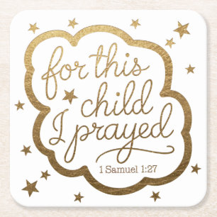 Bible verse from 1 Samuel 1:27 Square Paper Coaster