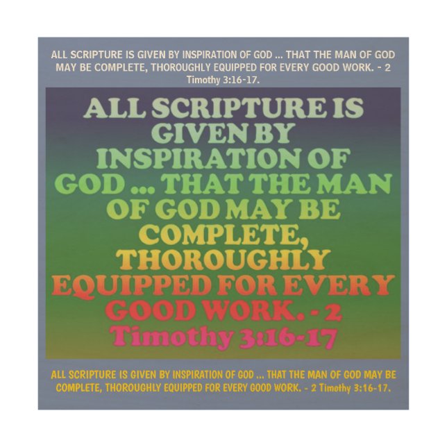 Bible verse from 2 Timothy 3:16-17. Wood Wall Art (Front)