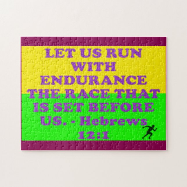 Bible verse from Hebrews 12:1. Jigsaw Puzzle (Horizontal)