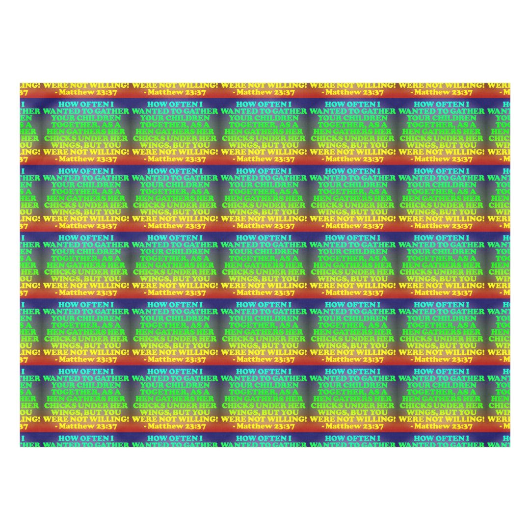 Bible verse from Matthew 23:37. Tiled Image Tablecloth | Zazzle