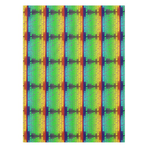 Bible verse from Matthew 23:37. Tiled Image Tablecloth | Zazzle