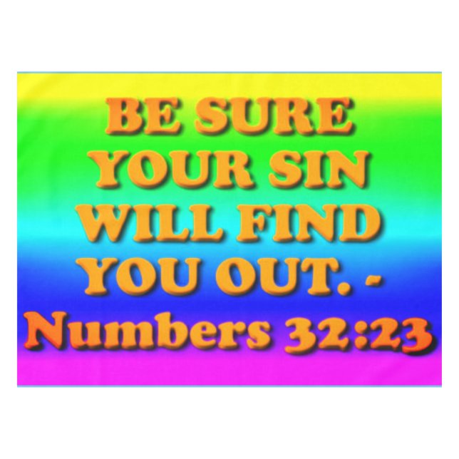 Bible verse from Numbers 32:23. Tablecloth (Front (Horizontal))