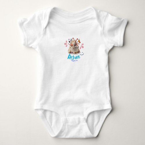 Bible verse Gift idea _ Rejoice in the Lord Baby Bodysuit