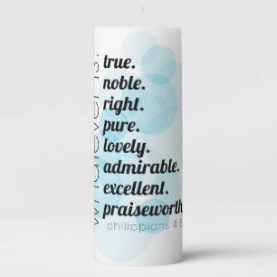 Bible verse gift whatever is true Christian gift Pillar Candle