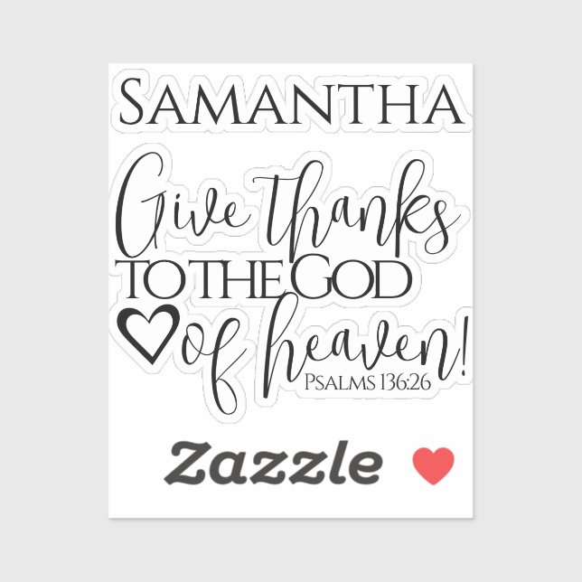 Bible Verse Give Thanks Christian Modern Script Sticker (Sheet)