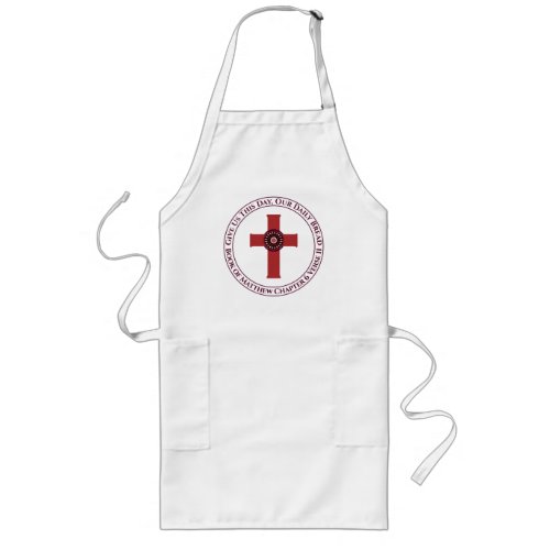 Bible Verse Give Us This Day Framed Cross Monogram Long Apron