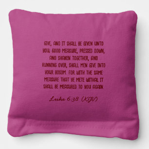 Bible Verse Giving Luke 6:38 (KJV) Valentine's Day Cornhole Bags