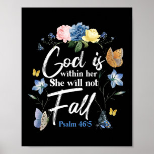 Bible Verse God Is Within Her She Will Not Fall Poster