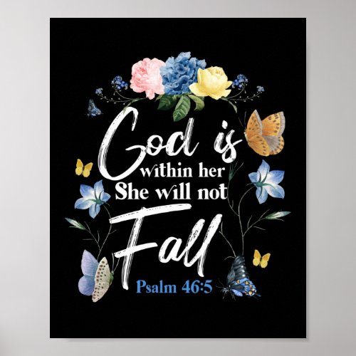 Bible Verse God Is Within Her She Will Not Fall Poster